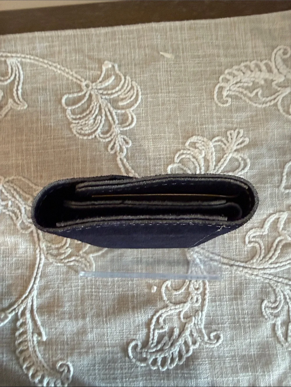 A. R. Buckskin Black Suede Envelope  Checkbook Wallet
